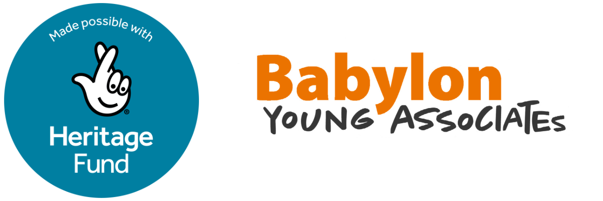 Logos: National Lottery Heritage Fund, Babylon Young Associates